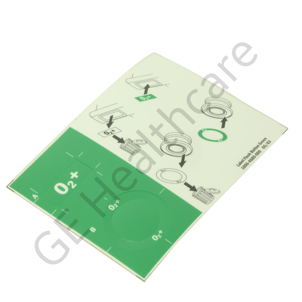 Label Set Oxygen Flush Button Green