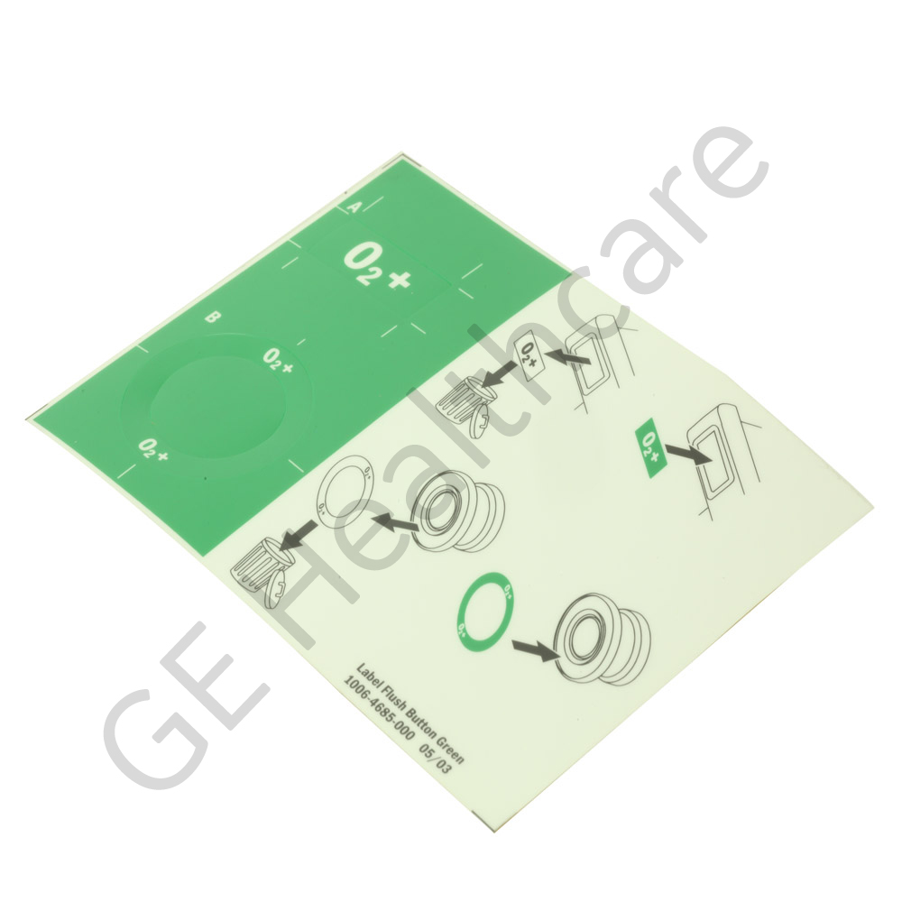 Label Set Oxygen Flush Button Green