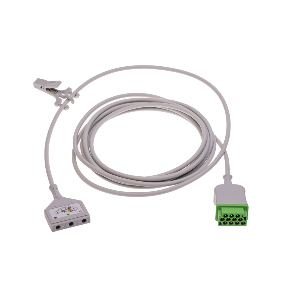 Cable Troncal ECG, Neonatal, DIN 3 derivaciones, IEC, 3.6 m/12 ft.