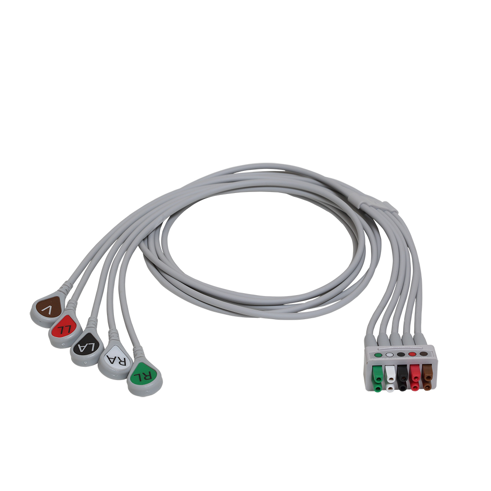 SET DE cables ECG, 5 cables, a presión, AHA, 74 cm/29 pulg
