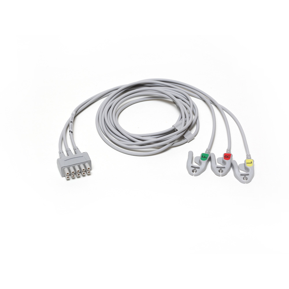 Set de derivaciones ECG, 3 derivaciones, pinza, IEC, 130 cm/51 pulg Set de derivaciones ECG, 3 derivaciones, pinza, IEC, 130 cm/51 pulg