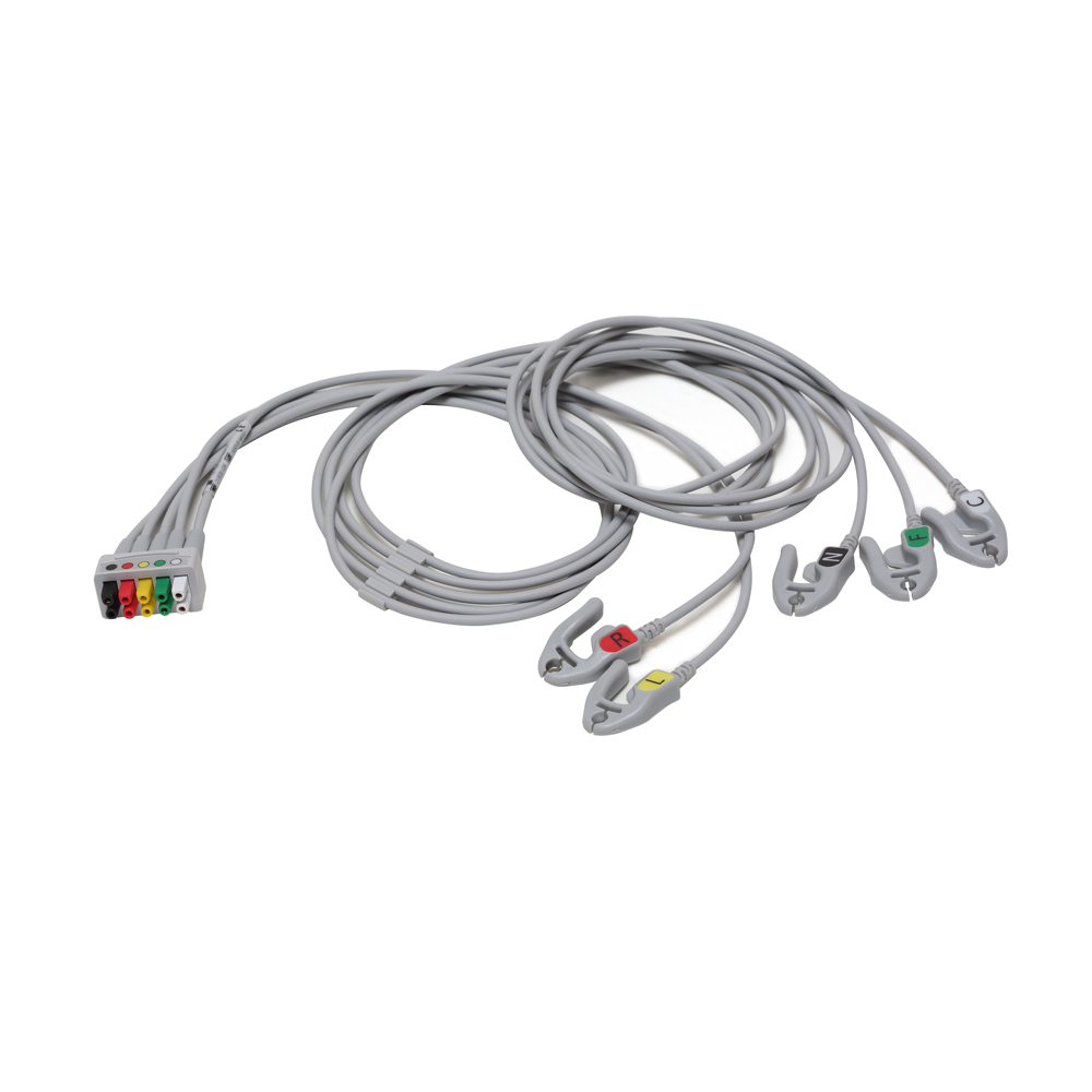 Conjunto de derivaciones de ECG, 5 vías, garra, IEC, mezcla 74 cm/29 pulgadas, 130 cm/51 pulg. Conjunto de derivaciones de ECG, 5 vías, garra, IEC, mezcla 74 cm/29 pulgadas, 130 cm/51 pulg.