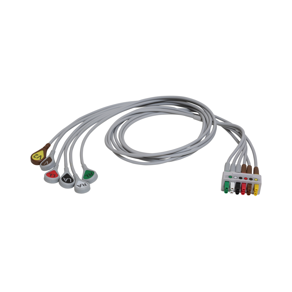 ECG Leadwire set, 6-lead, grouped, snap, AHA, 74 cm/29 in, 1/pack ECG Leadwire set, 6-lead, grouped, snap, AHA, 74 cm/29 in, 1/pack
