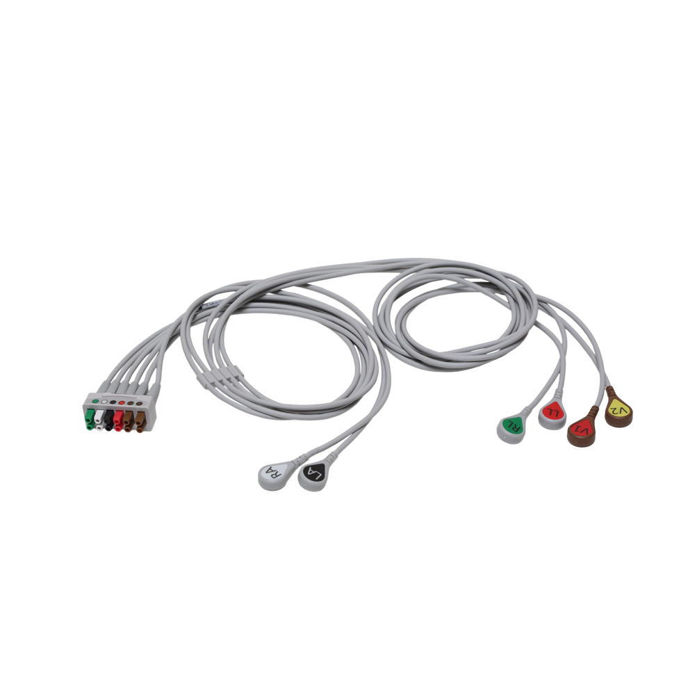 Conjunto de derivaciones para ECG, 6 Vías, Agrupados, encajar, AHA, Mezcla 74cm/29 pulg., 130cm/51 pulg. Conjunto de derivaciones para ECG, 6 Vías, Agrupados, encajar, AHA, Mezcla 74cm/29 pulg., 130cm/51 pulg.