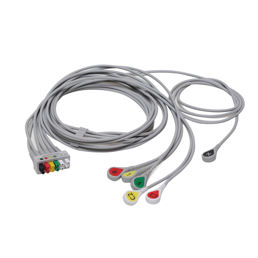Conjunto de derivaciones de ECG, 6 vías, agrupado, encajar, IEC, 130 cm/51 pulg. Conjunto de derivaciones de ECG, 6 vías, agrupado, encajar, IEC, 130 cm/51 pulg.