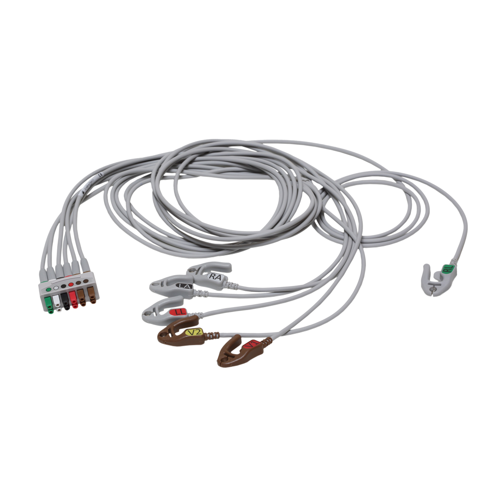 LATIGUILLOS ECG, 6 derivaciones, agrupados, pinza, AHA, 130 cm/51 pulg LATIGUILLOS ECG, 6 derivaciones, agrupados, pinza, AHA, 130 cm/51 pulg