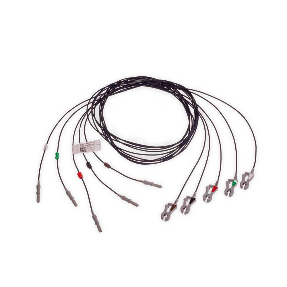 ECG LEADWIRE SET, RADIO TRANSLUCENT, DIN, 5-LEAD, GRABBER, AHA, 150 CM/60 IN