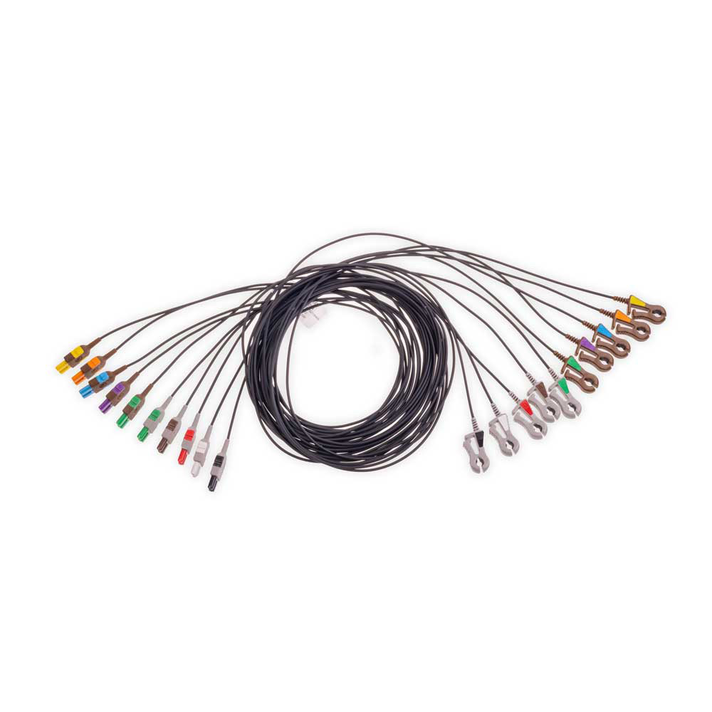 Conjunto de derivaciones de ECG, radio translúcida, 10 vías, garra, AHA, 150 cm/60 pulg. Conjunto de derivaciones de ECG, radio translúcida, 10 vías, garra, AHA, 150 cm/60 pulg.
