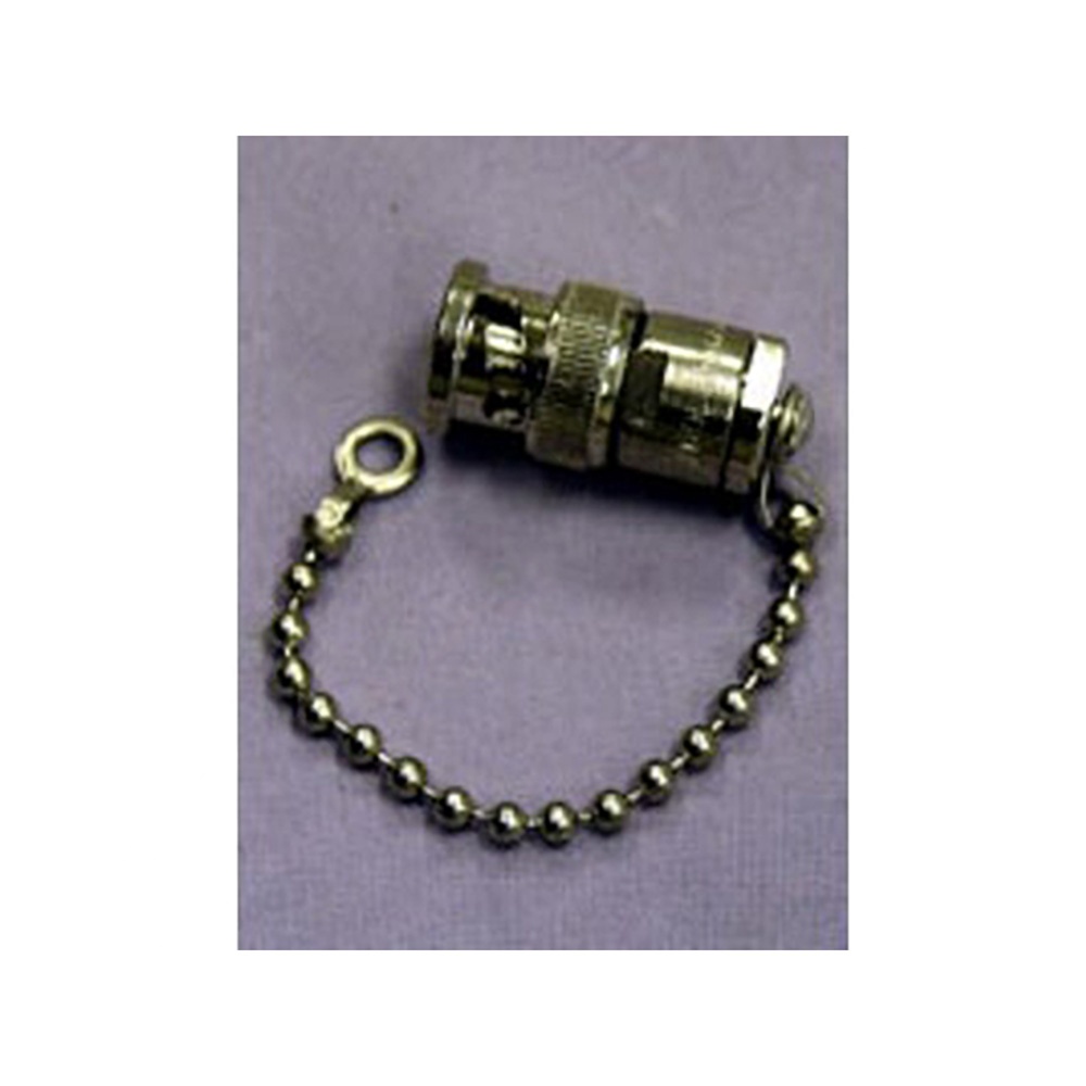 BNC, 75 OHM TERMINATED CAP W/CHAIN. (REXOLITE INSULATED, 1.25~ LENGTH) 75 OHM, .5 WATT RESISTOR TERMINATED CAP W/ CHAIN. (DWG REV 1/92, JFK). BNC, 75 OHM TERMINATED CAP W/CHAIN. (REXOLITE INSULATED, 1.25~ LENGTH) 75 OHM, .5 WATT RESISTOR TERMINATED CAP W/ CHAIN. (DWG REV 1/92, JFK).