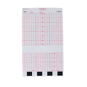 Papel de grafico fetal GE, escala de 30-240 BPM, paquete de 40 por caja